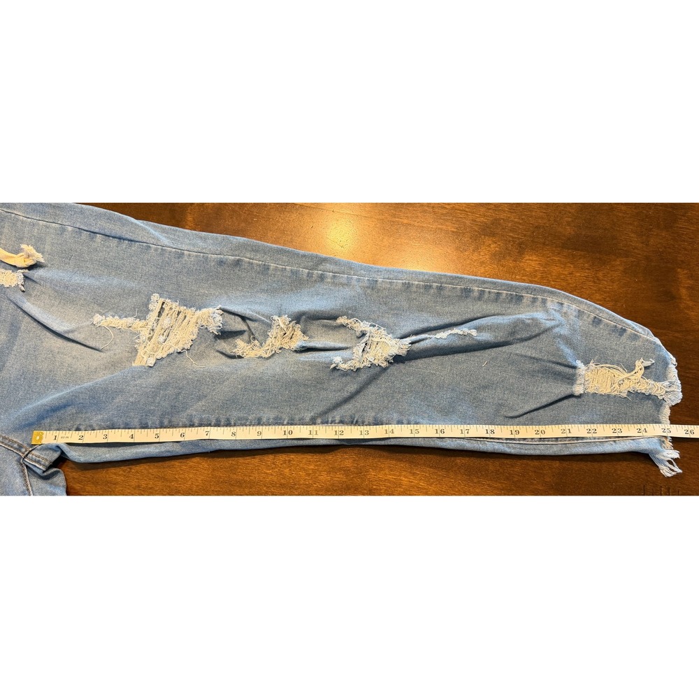American Bazi Womens 2X Denim Joggers Blue Distressed Elastic Waist RJJ-2819 NEW - Picture 8 of 8